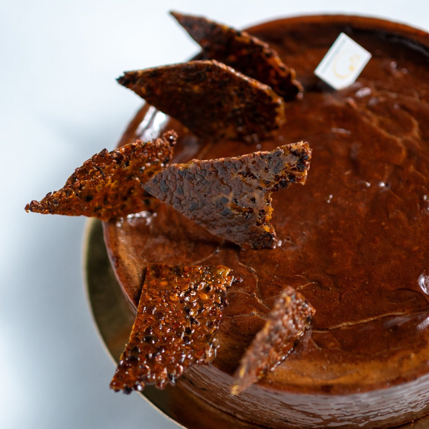 gourmet chocolate tart with cocoa nibs