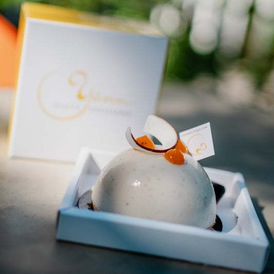 plant based Mango and passion fruit sorbet dessert in its box