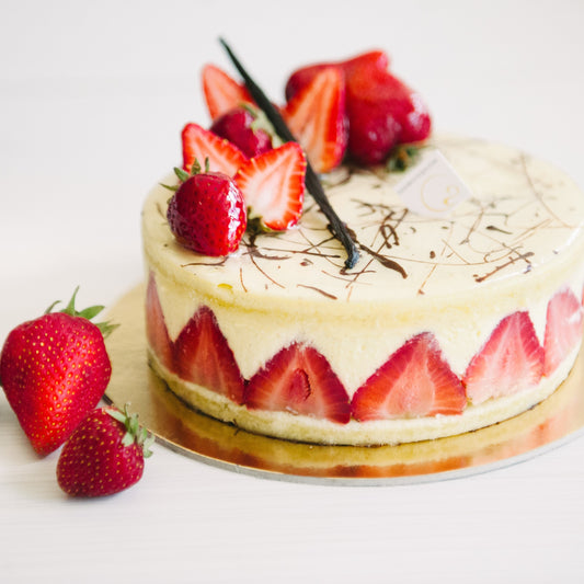 Fraisier cake for July is the best of strawberries and vanilla, best choice of Calgary!